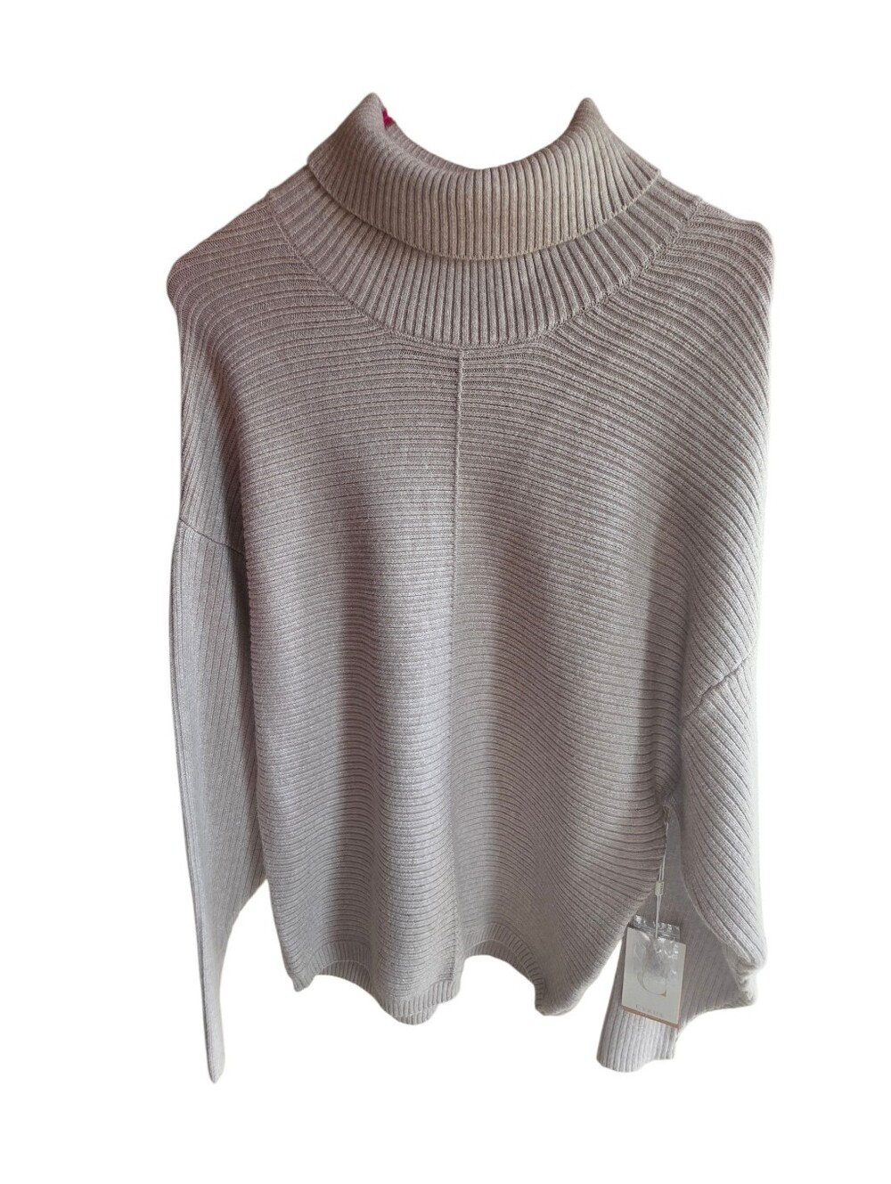 Cyrus Cream Ribbed Turtleneck Sweater